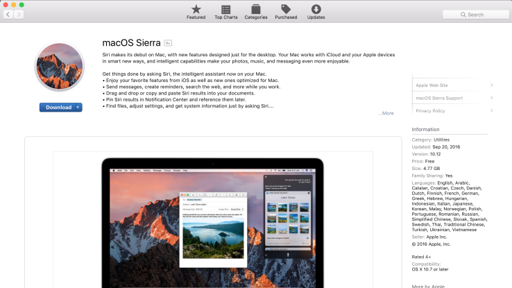 Mac app store sierra download